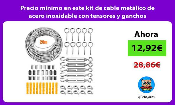 Precio mínimo en este kit de cable metálico de acero inoxidable con tensores y ganchos