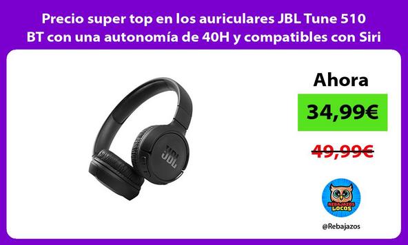 Precio super top en los auriculares JBL Tune 510 BT con una autonomía de 40H y compatibles con Siri