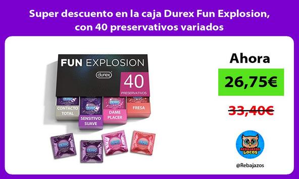 Super descuento en la caja Durex Fun Explosion, con 40 preservativos variados