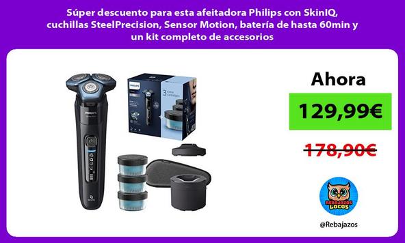 Súper descuento para esta afeitadora Philips con SkinIQ, cuchillas SteelPrecision, Sensor Motion, batería de hasta 60min y un kit completo de accesorios