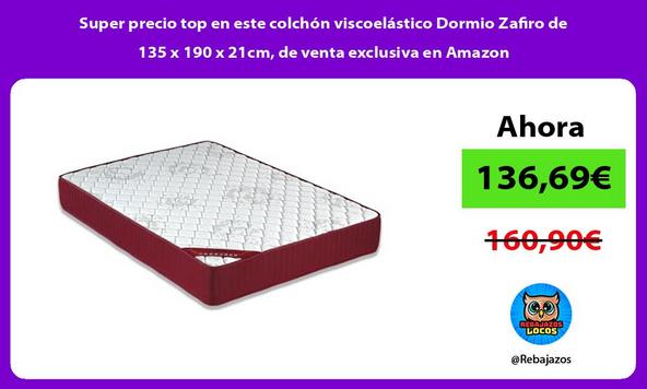 Super precio top en este colchón viscoelástico Dormio Zafiro de 135 x 190 x 21cm, de venta exclusiva en Amazon
