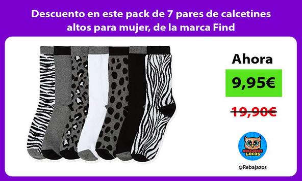 Descuento en este pack de 7 pares de calcetines altos para mujer, de la marca Find