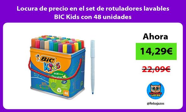 Locura de precio en el set de rotuladores lavables BIC Kids con 48 unidades