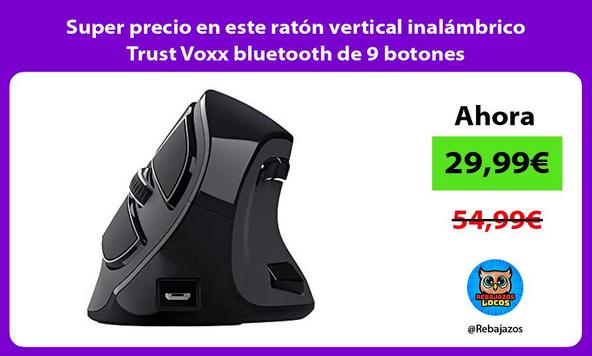 Super precio en este ratón vertical inalámbrico Trust Voxx bluetooth de 9 botones