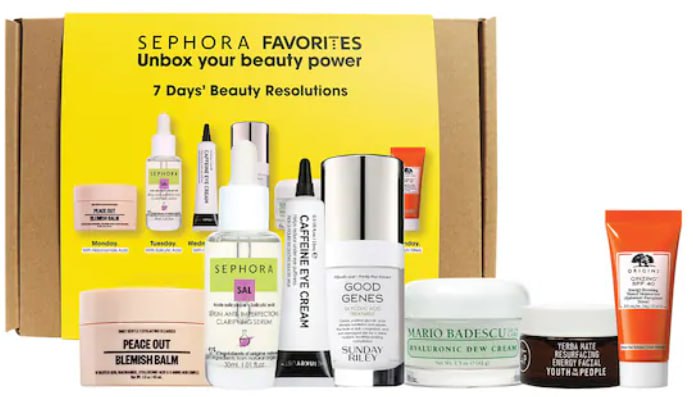 Descuentazo en el estuche de tratamiento Sephora Beauty Resolutions, con 5 de los mejorres productos para una piel radiante