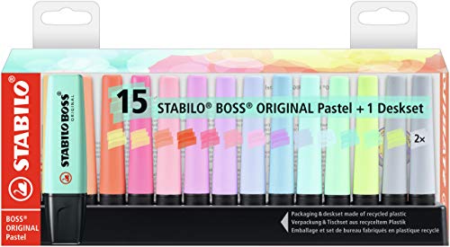 Descuento en el estuche de 15 marcadores Stabilo Boss Original en tonos pastel