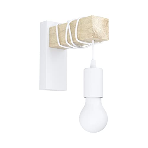 Oferta Top para esta lámpara de pared en madera y blanco con casquillo E27
