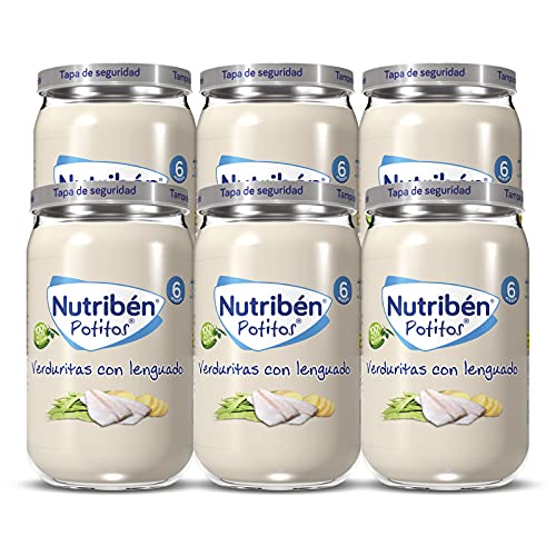 Precio mini para el pack de 6 potitos Nutribén, de verduritas con lenguado