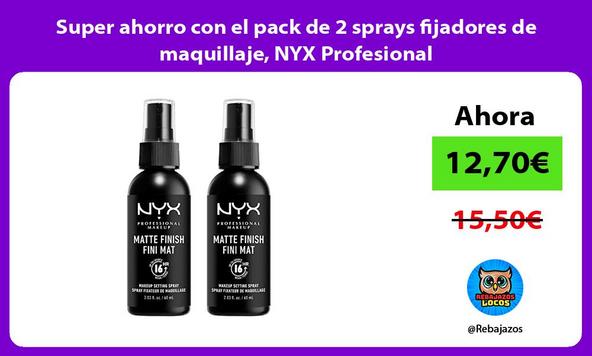 Super ahorro con el pack de 2 sprays fijadores de maquillaje, NYX Profesional