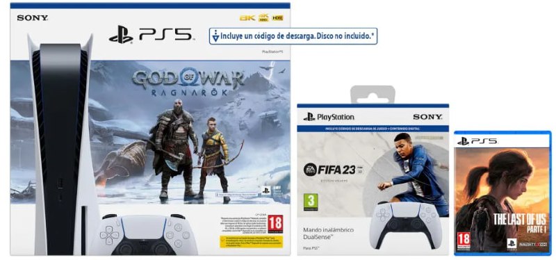 Ya puedes estrenar tu PS5 con 2 mandos DualSense, Fifa 23, el juego físico The Last of Us y la descarga de God of War Ragnarok
