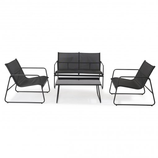 Baratísimo Conjunto de Jardín con mesa auxiliar baja, 2 sillas y un sillón de doble plaza