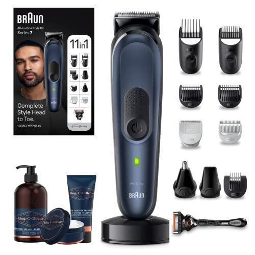 Corre a por la oferta para esta recortadora de barba Braun Serie 7, 11 en 1, que incluye todo un set de 3 unidades de King C Gillette