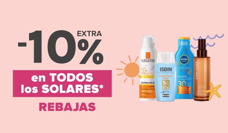 Maravilla de oferta para que protejas tu piel este veranito del sol, con las mejores marcas y descuentos extra del 10%
