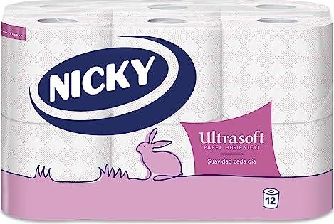¡Precio inigualable en el pack de 12 rollos de papel higiénico Nicky Ultrasoft!