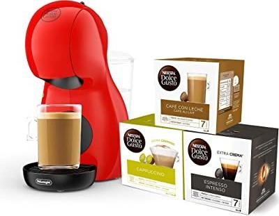 Oferta especial con unidades limitadas, para esta cafetera Dolce Gusto Piccolo XS roja, que incluye 3 packs de café variado