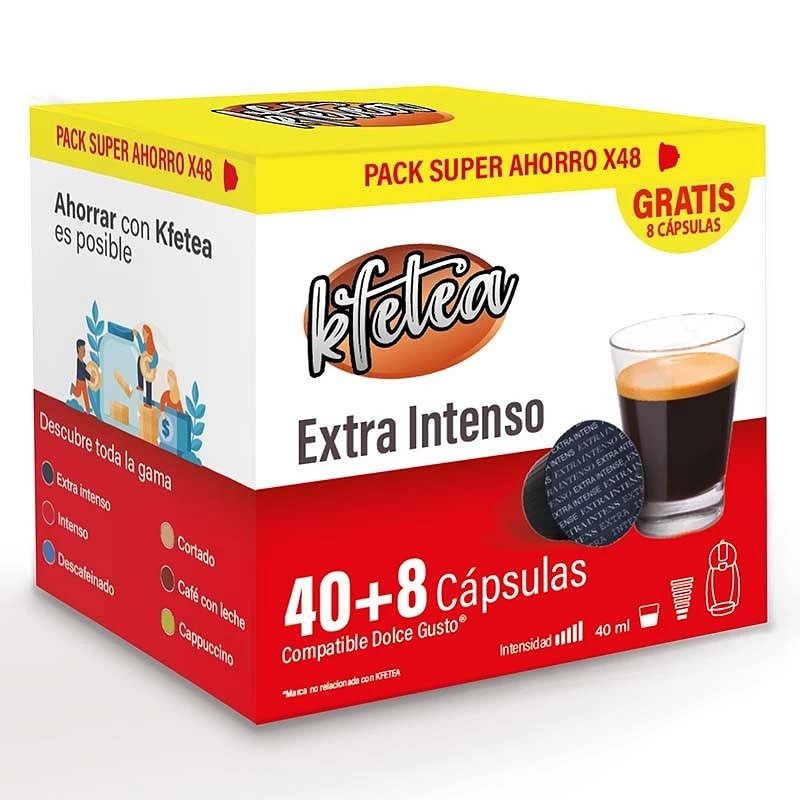 Oferta para el pack de 48 cápsulas de Café Extra Intenso para cafeteras de Dolce gusto