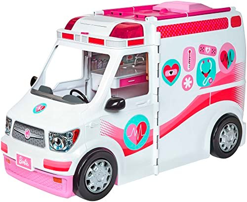 Oferta total para la Ambulancia convertible en clínica de Barbie, que incluye más de 20 accesorios, sonidos y luces