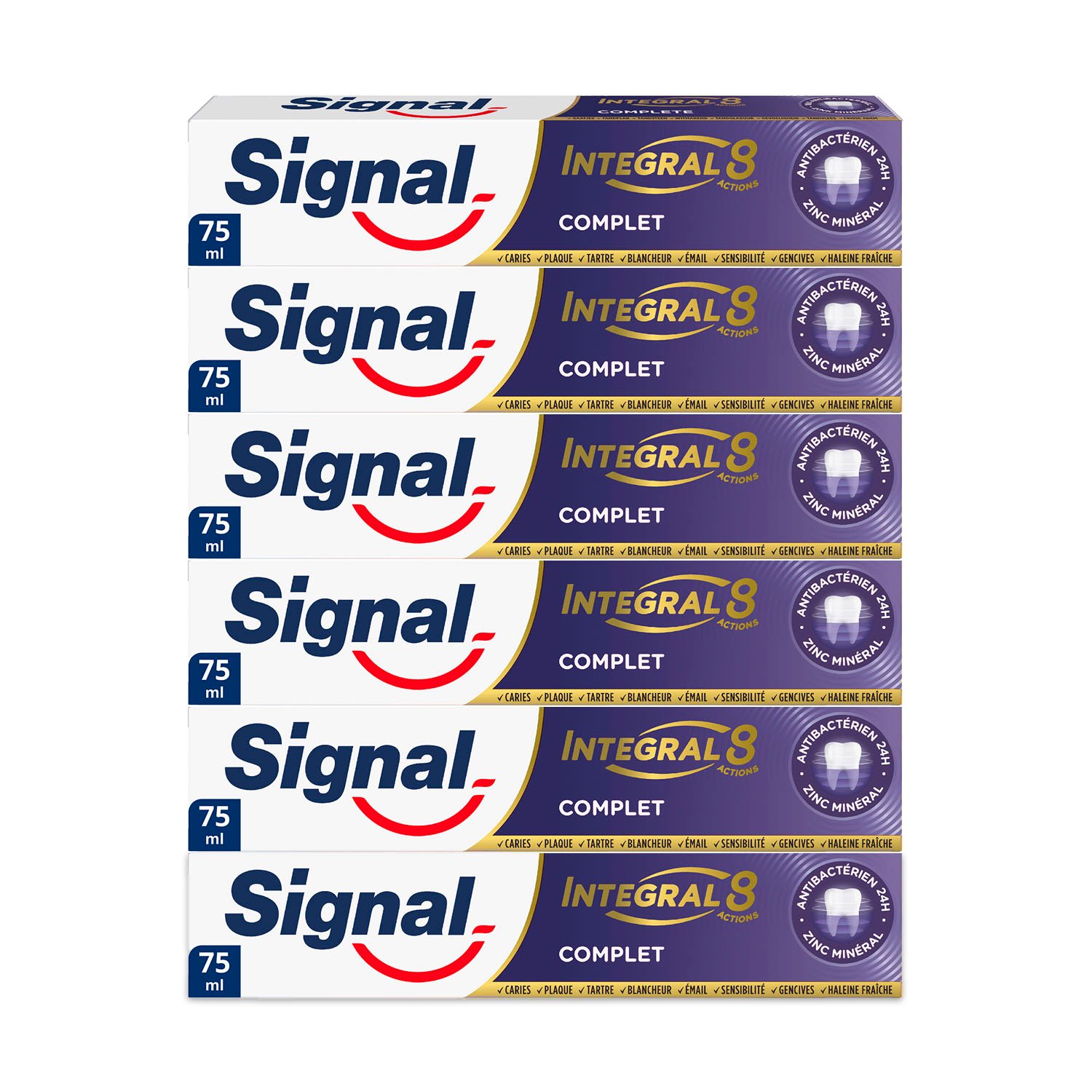 Pedazo de Oferta Flash para empezar el Lunes, con este pack de 6 pastas de dientes Signal Integral 8 Complet de 75ml cada una