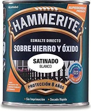 Renueva el color de tus rejas con este esmalte de uso directo en hierro y óxido de Hammerite con 750ml y acabado en blanco satinado
