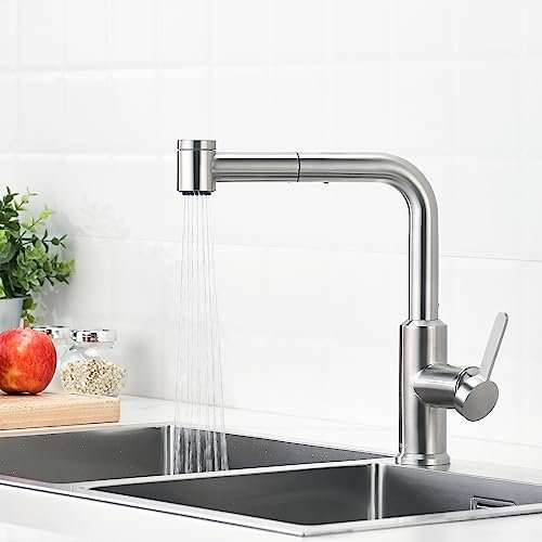 Super descuento aplicando el cupón, en este grifo de cocina extraíble con 2 modos de chorro y giro 360