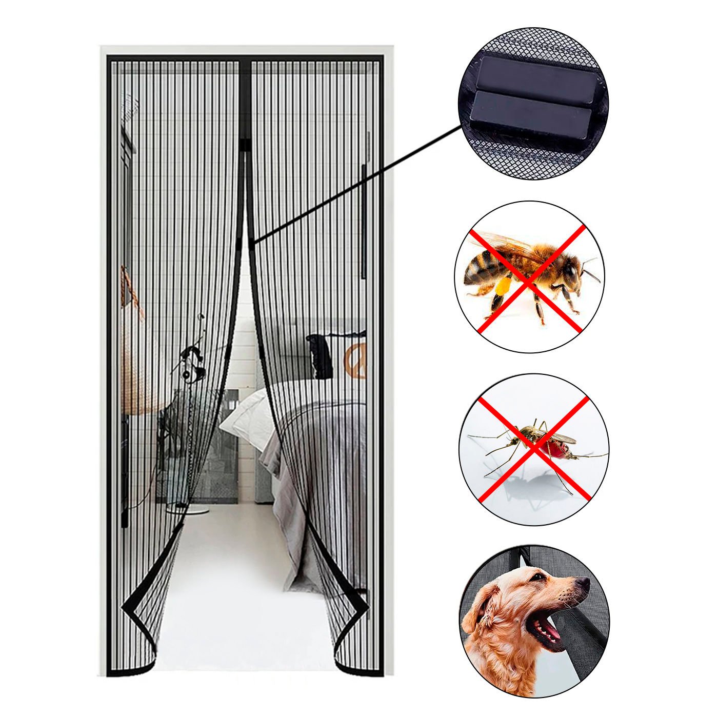 ¡Atrapa los mosquitos al mejor precio! Mosquitera de puerta con cierre automático magnético.