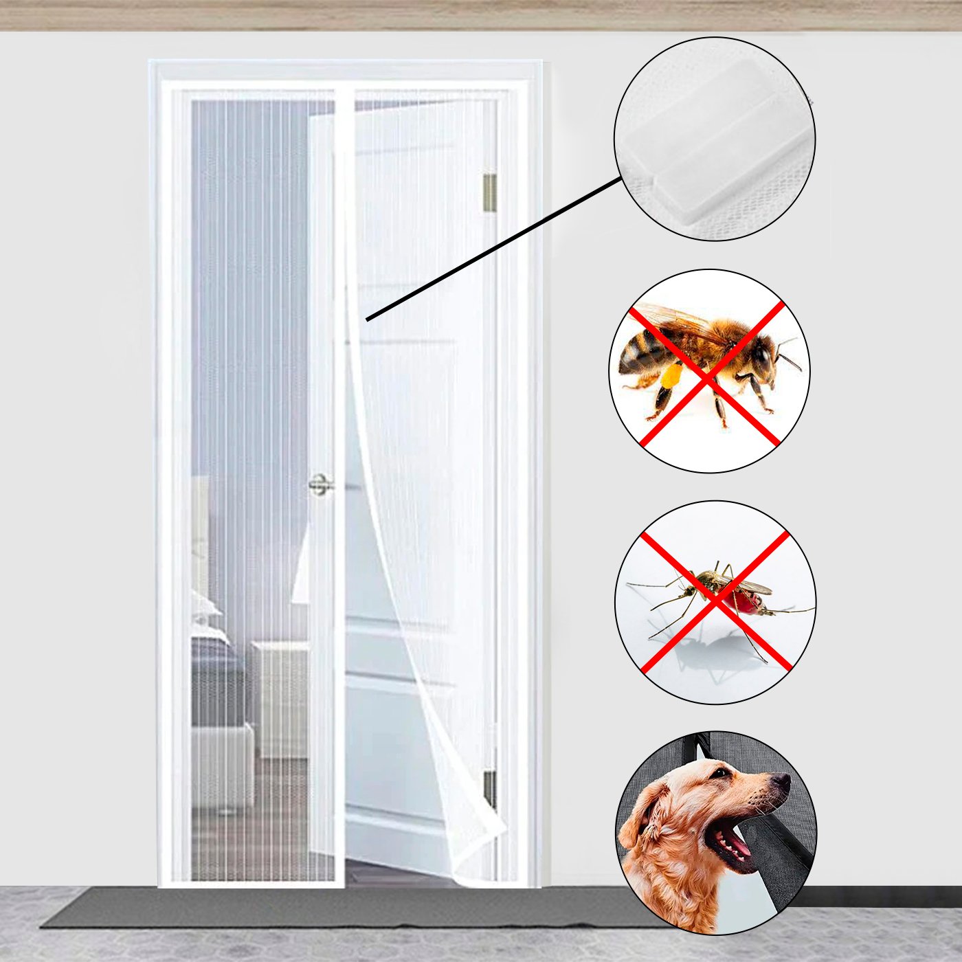 Super mínimo total en esta mosquitera magnética de puerta. Y olvídate que entren insectos a tu casa