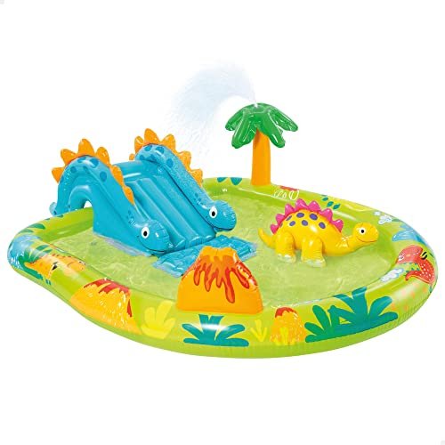 Super precio mínimo total en esta piscina infantil hinchable con dispersor de agua y tobogán de Intex