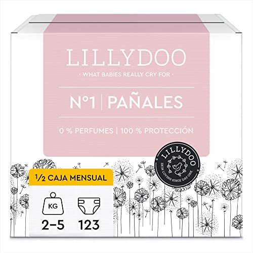 ¡Aprovecha este increíble ahorro en el pack de 123 pañales Lilly Doo sin perfume, talla 1!