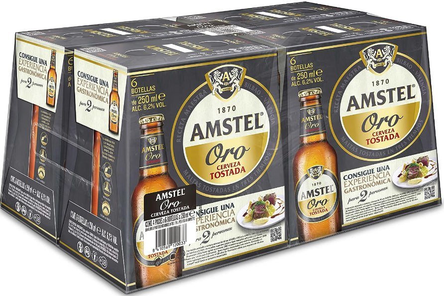 ¡Ahorra tiempo y dinero con el maxi pack de 24 botellines de cerveza Amstel Oro Tostada, con envío Prime a casa!