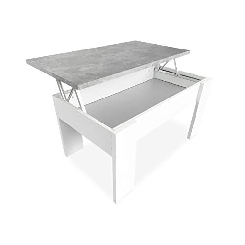 ¡Ahorra con Envío Prime en una Mesa de Centro Elevable en Blanco y Gris Cemento!
