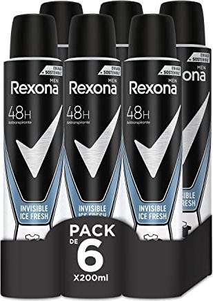 ¡Aprovecha el descuento Prime en el pack de 6 desodorantes Rexona Invisible Ice Fresh para hombres y mantén una frescura impecable!