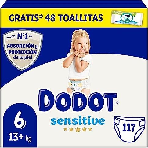 ¡Ahorra dinero en el pack mensual de 117 pañales Dodot Sensitive Talla 6!