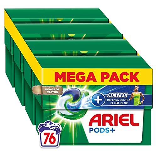 Aprovecha el descuento único en el pack ahorro de 76 cápsulas de detergente Ariel Active