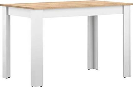 Ahorra un 50% en esta elegante mesa de comedor de 110x70x73cm en acabado blanco y roble