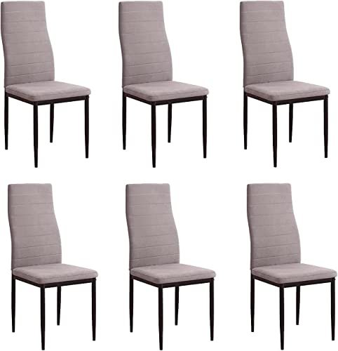 ¡Aprovecha la oferta única para renovar tu comedor con estas elegantes sillas tapizadas en marengo y patas negras!