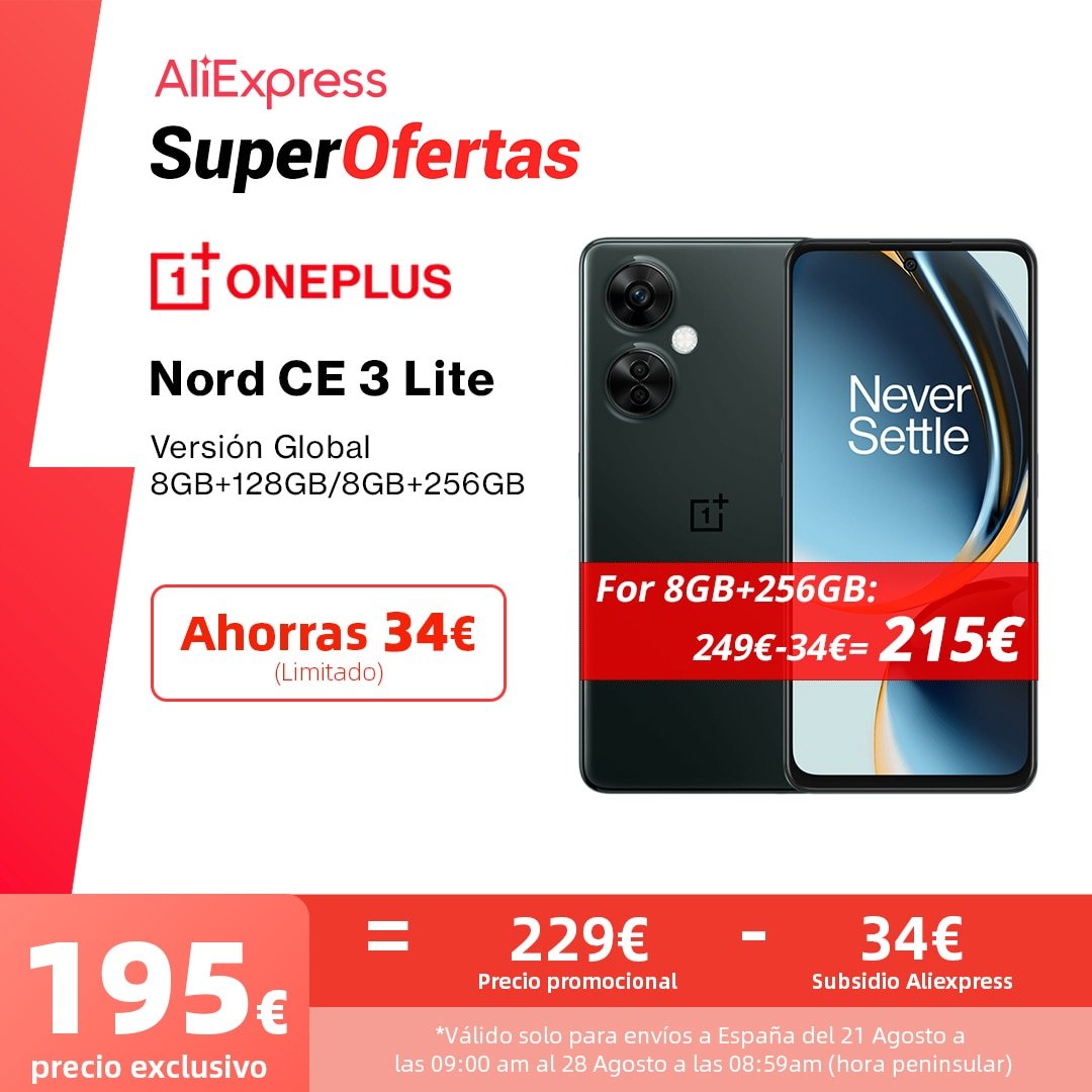 ¡Aprovecha la increíble oferta del OnePlus Nord CE 3 Lite 5G con pantalla 120Hz, cámara 108mp y carga rápida de 67W!
