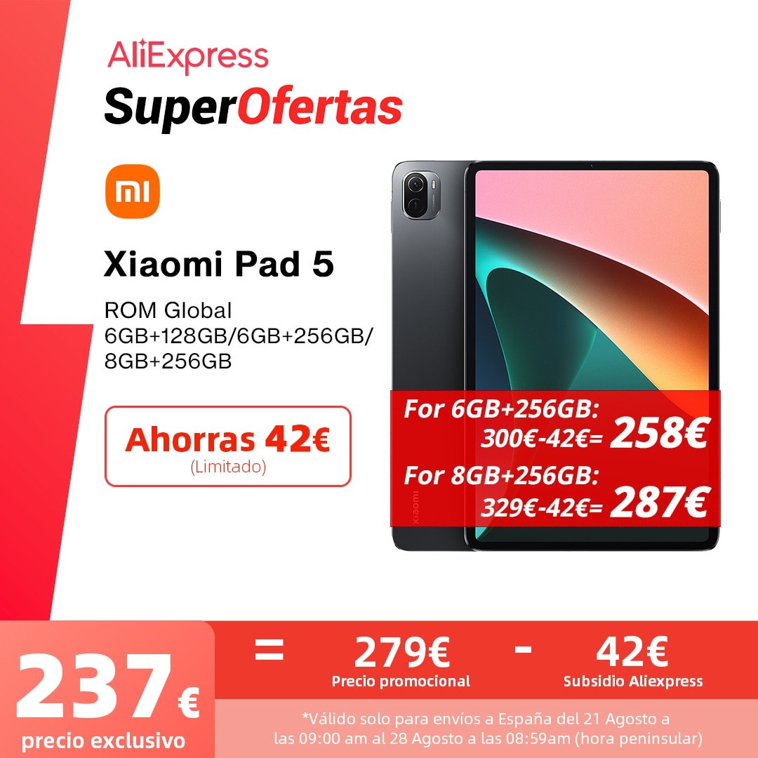 ¡Sorprendente descuento en la Xiaomi MI Pad 5 de 11 WQHD+! Aprovecha ahora y disfruta de un sonido envolvente y batería duradera.
