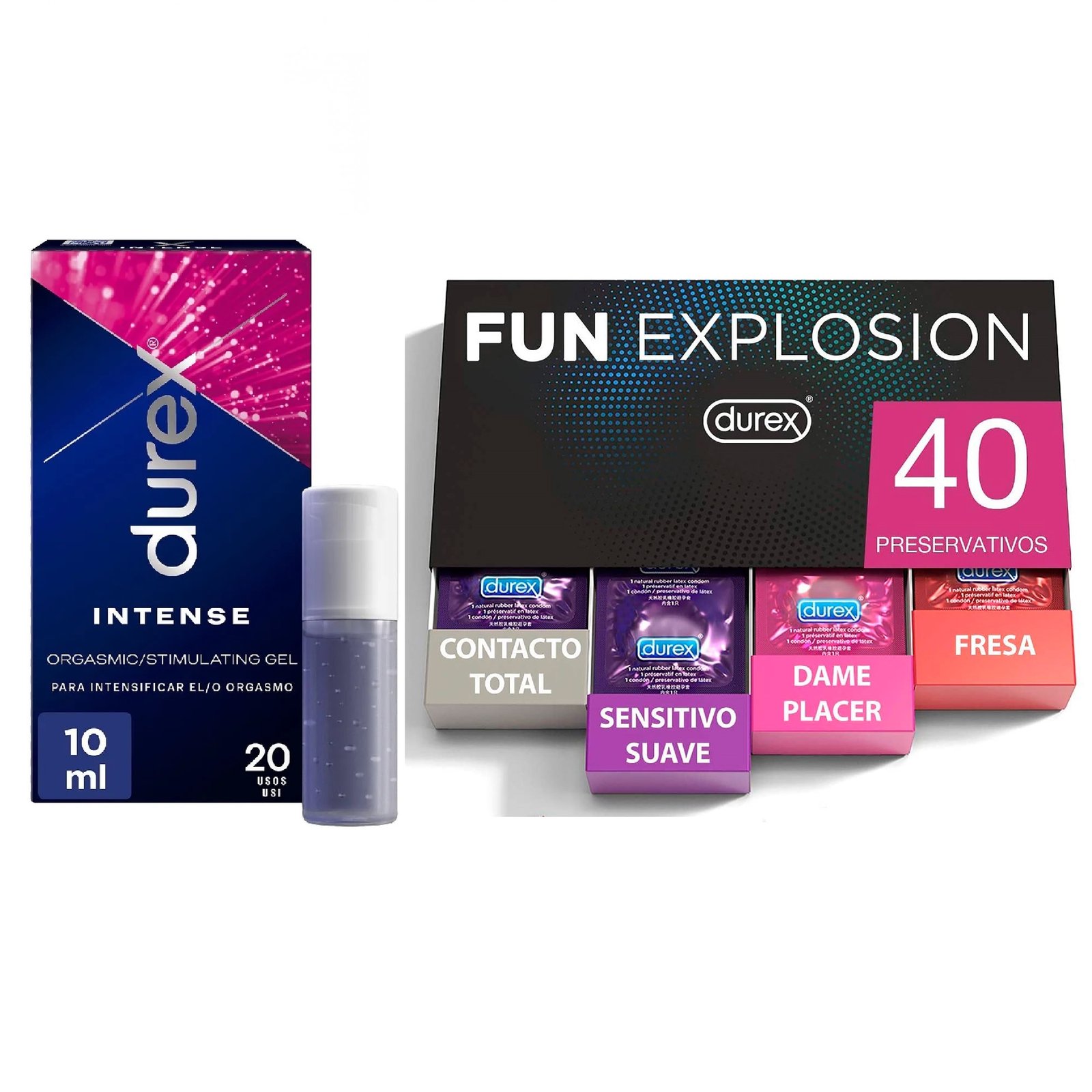 ¡Despierta tus sentidos con el Lote Fun Explosion de Durex! 40 preservativos y gel Intense Orgasmic al mejor precio