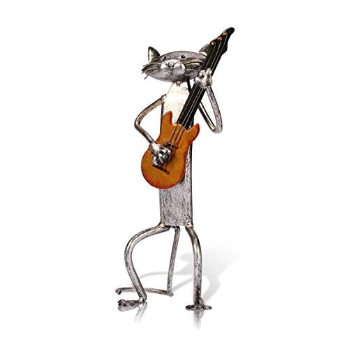 ¡Dale un toque único a tu hogar con esta increíble escultura de metal: ¡Un gato con guitarra que te robará el corazón!