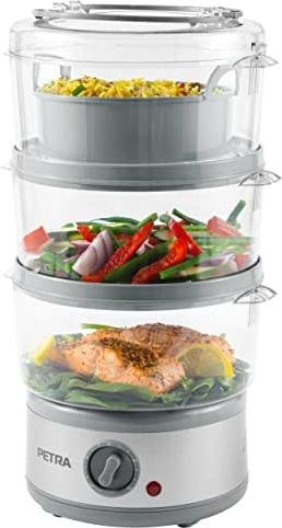 ¡Ahorra tiempo y disfruta de comidas saludables con esta increíble vaporera de 3 niveles y 7,5L de capacidad!