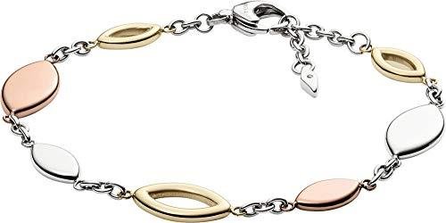 ¡Aprovecha esta oferta única en la elegante pulsera de mujer Fossil tri tono en acero inoxidable!