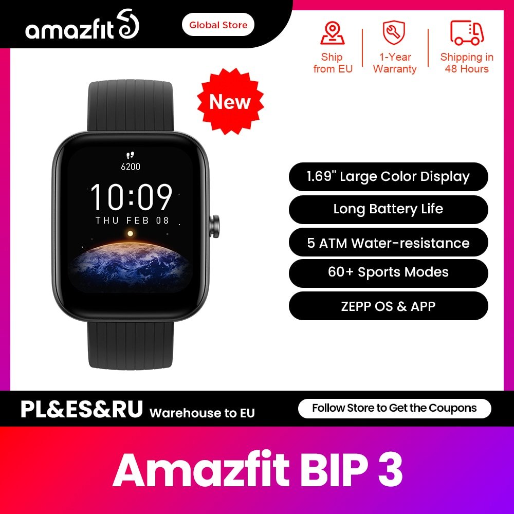 ¡Ahorra al máximo en el Amazfit Bip 3, con 60 modos de deporte y envío gratuito!