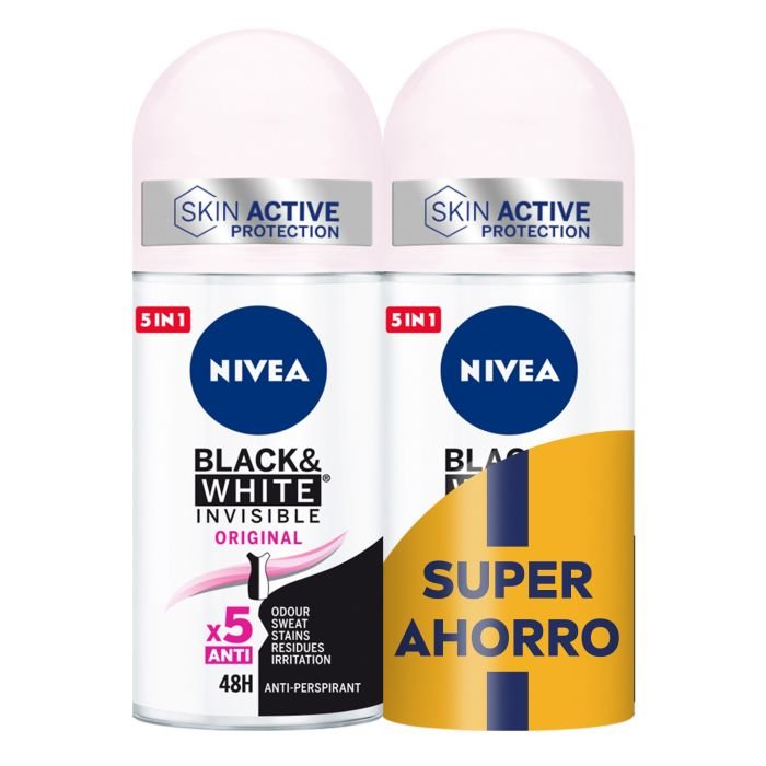 ¡Aprovecha la oferta única del día en el pack duplo Nivea Black & White Invisible de desodorantes en roll on!