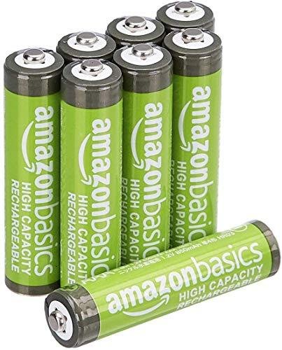 ¡Ahorra más del 50% en el paquete de 8 pilas recargables AAA de Amazon Basics!