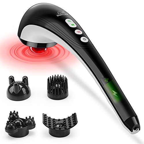 ¡Relájate al máximo con este masajeador eléctrico de mano con calor y 4 cabezales! ¡Aprovecha el descuento especial ahora!