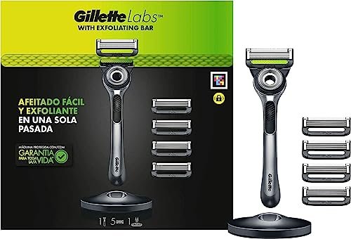 ¡Empieza a disfrutar de afeitados perfectos y una piel renovada con la maquinilla Gillette Labs! ¡Consigue ahora el precio más bajo y aprovecha esta oferta única que incluye barra exfoliante, 5 recambios y base!