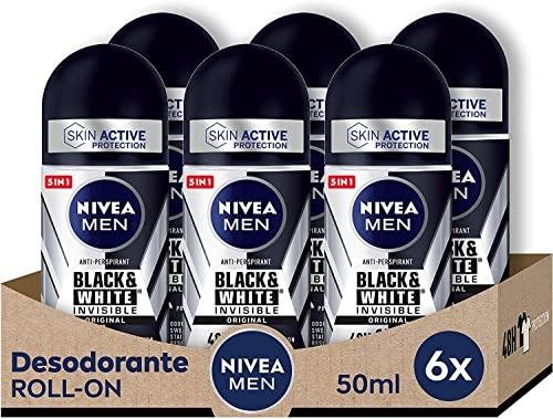¡Ahorra con este increíble pack de 6 desodorantes en Roll On Nivea Men Black & White!