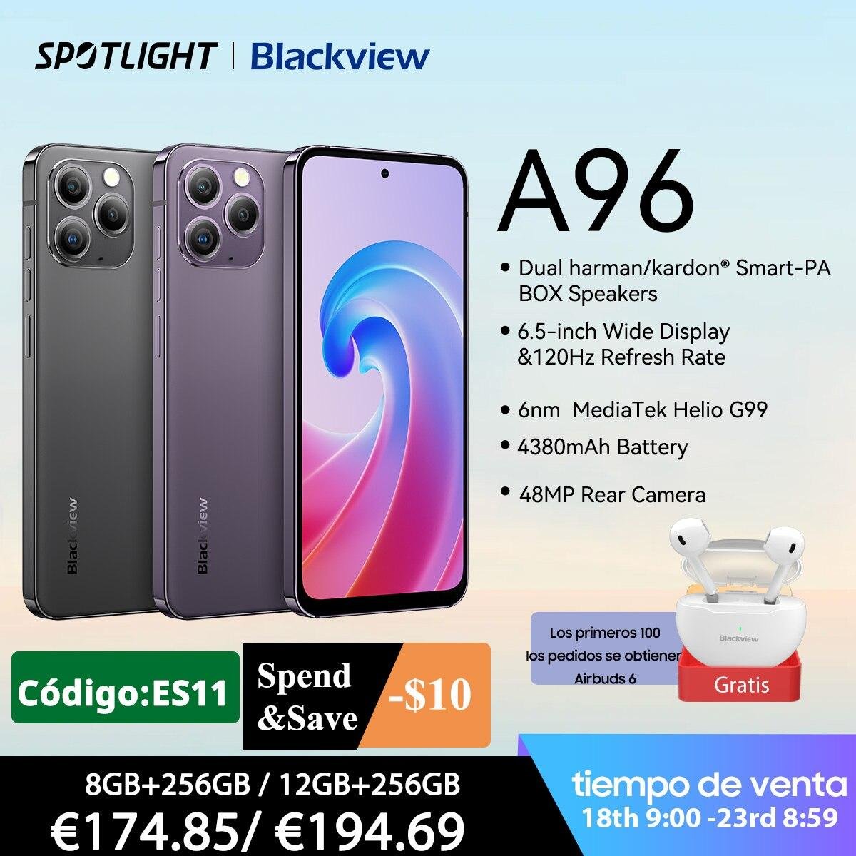 Aprovecha el descuento en el Blackview A96: 256GB, pantalla 6,5 120Hz y Android 13