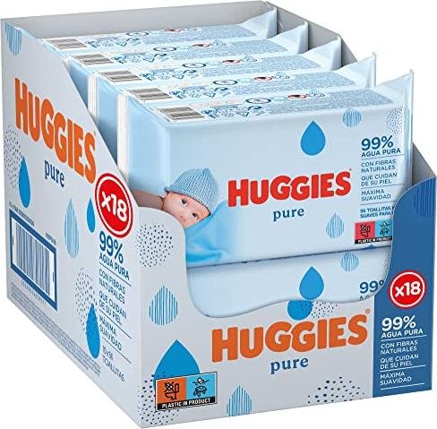 ¡Ahorra un 50% en el paquete de 18 toallitas Huggies Pure!