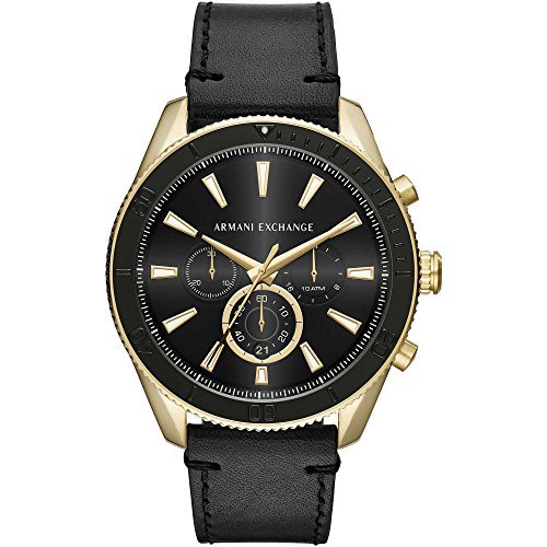 ¡Aprovecha el descuento exclusivo en este elegante reloj Armani para hombre con correa de piel y caja de 46mm!